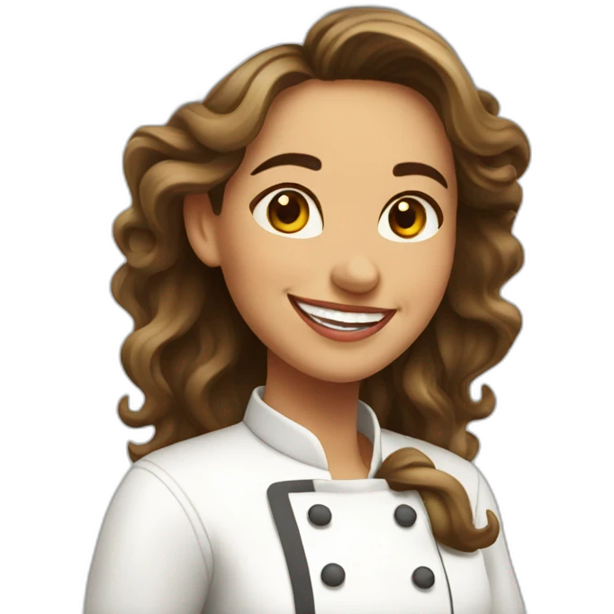 happy spanish woman chef long wavy hair emoji