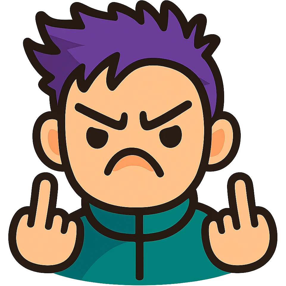 Transform this face into a cute emoji-style icon with minimalistic, bold lines, bright colors, playful and expressive features, suitable for a small emoji. Remove the background. emoji