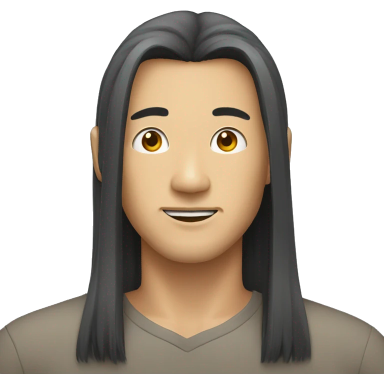 an asian man with mi long hair emoji