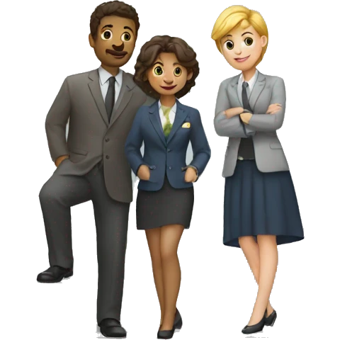 three people in an organization standing on a stairway emoji