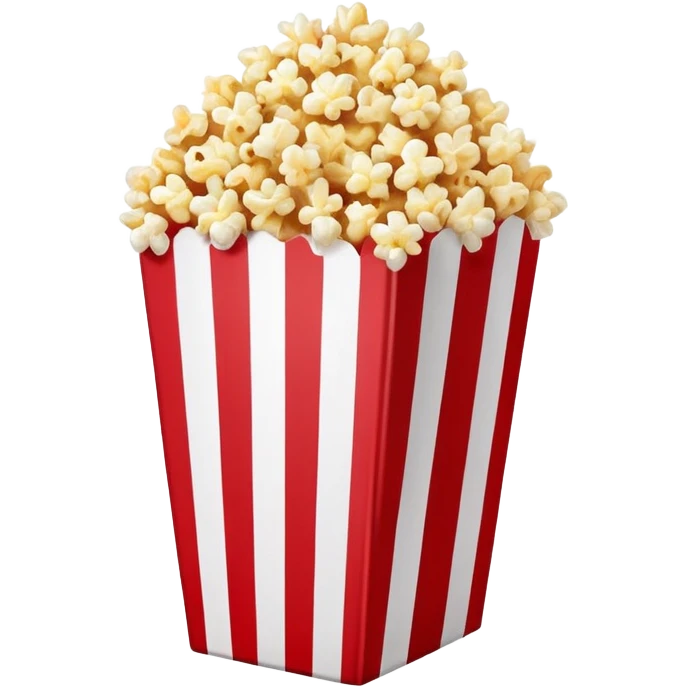 minimalist sweet popcorn emoji style, red and white popcorn box, caramel popcorn emoji