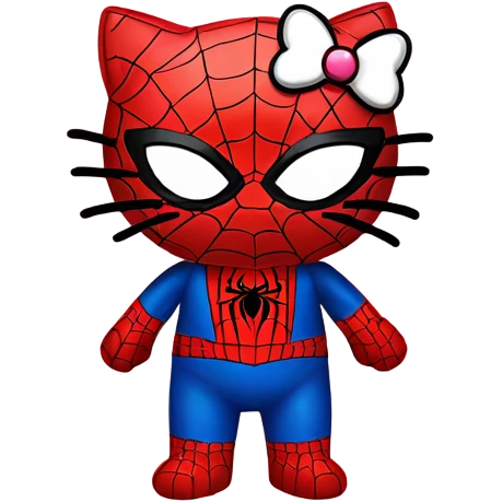 spider-man in the shape of hello kitty and hello kitty together emoji