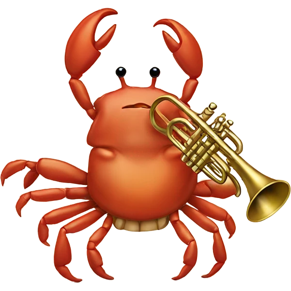 Crab with trumpet emoji