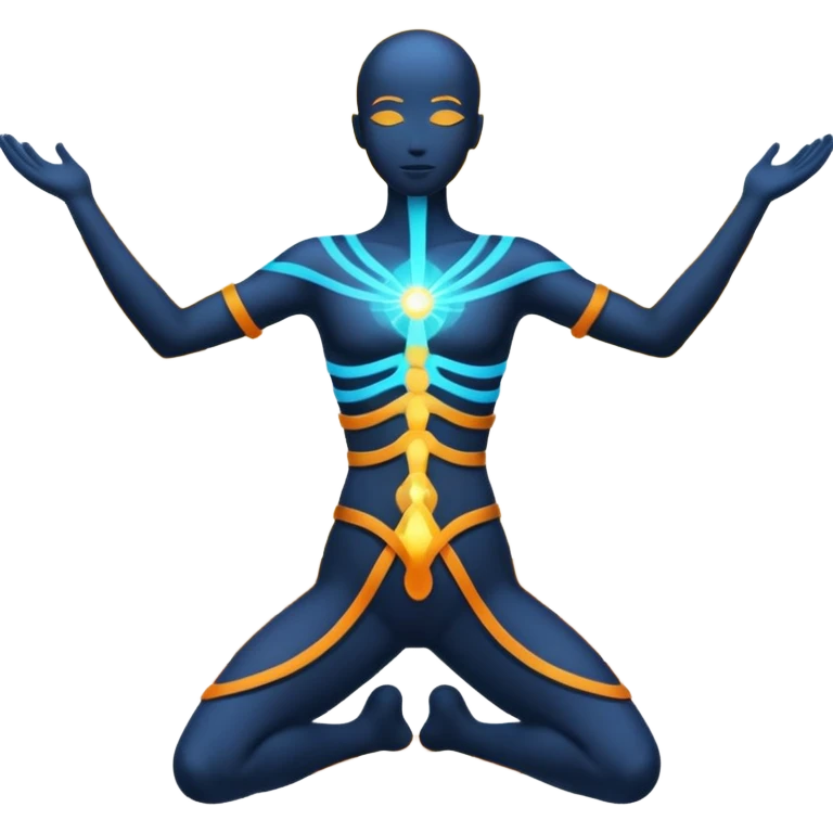 human silhouette with balanced energy lines emoji