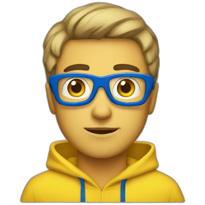 man in blue and yellow hoodie emoji