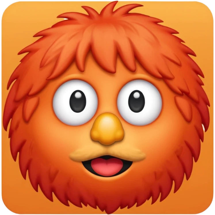 Elmo from Sesame Street as a cute emoji, apple style, simple face, bright red fur, big eyes, orange nose emoji