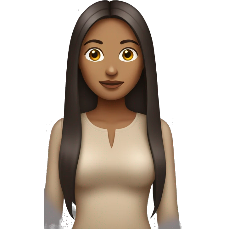 Tan skin woman with long back straight hair middle part emoji
