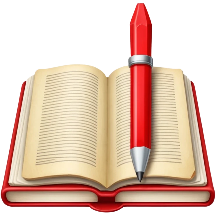 caneta vermelha, livro vermelho emoji