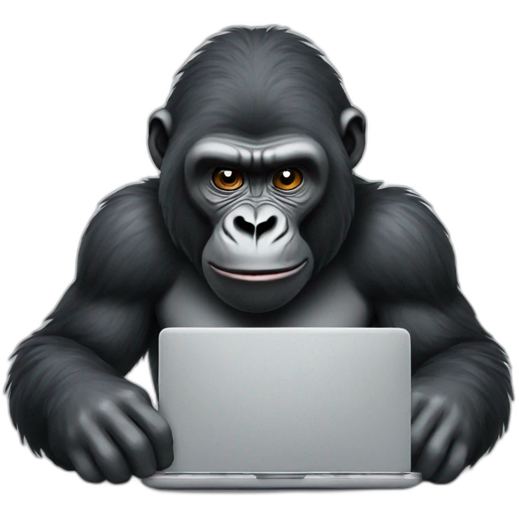 A gorilla using a laptop emoji