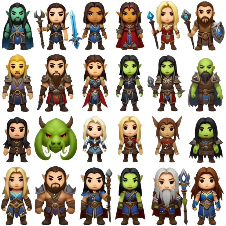 сненерируй эмодзи персонажей из world of warcraft emoji