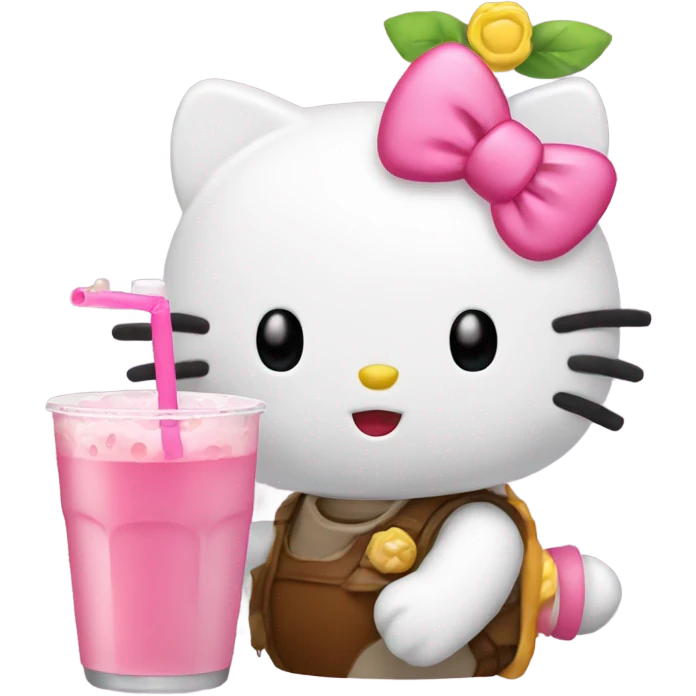 Hello kitty drinking boba emoji