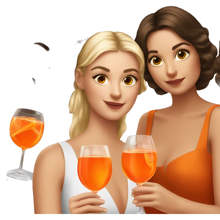 three beautiful girls drinking aperol emoji