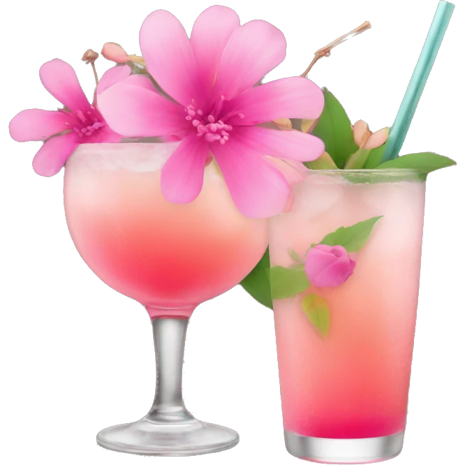 Cocktail with pink flowers emoji