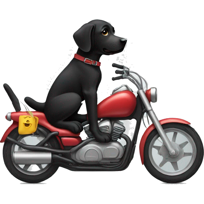 black lab riding motorbike emoji