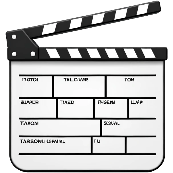 minimalist film clapperboard outline with basic shapes, black lines only, no fill emoji