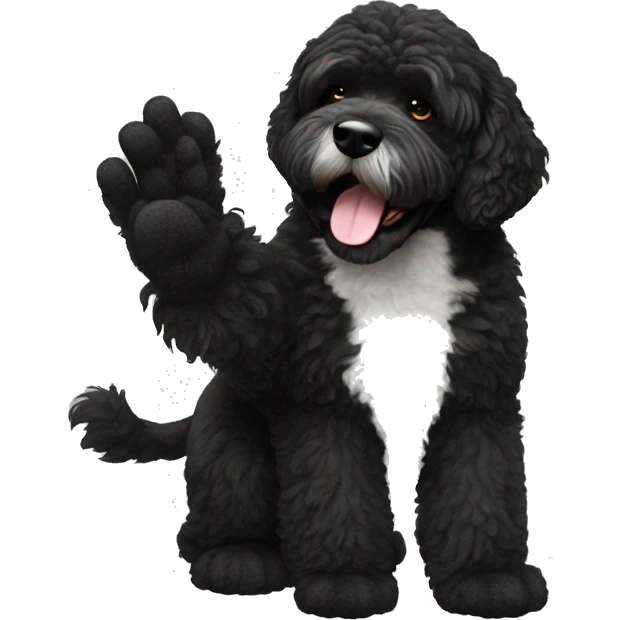 Portuguese water dog high five  emoji