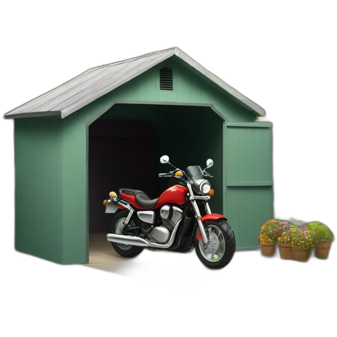shed with a motobike in it emoji