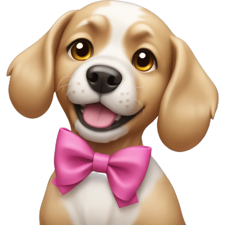 Dog with a pinck bow on him emoji