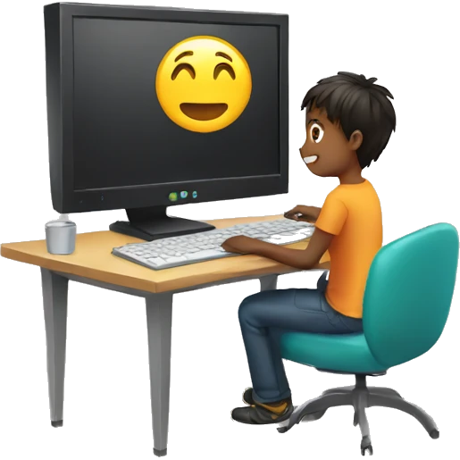 Boy with computer emoji