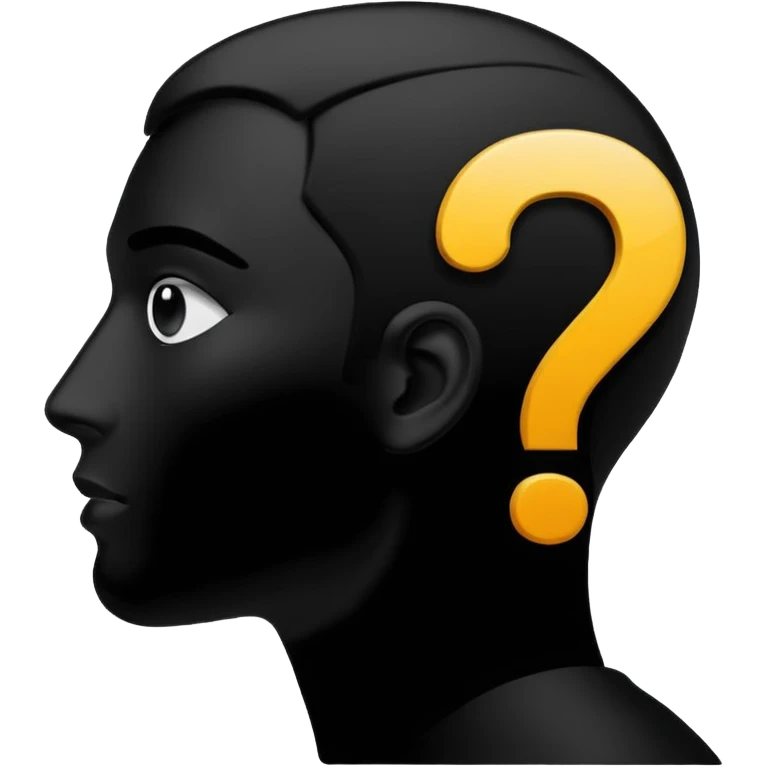 silhouette of a man with a question mark emoji