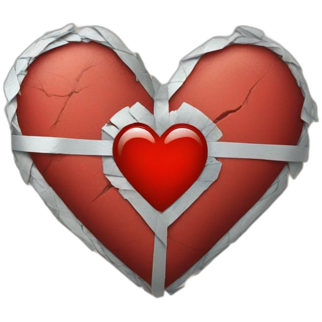 taped red broken heart emoji