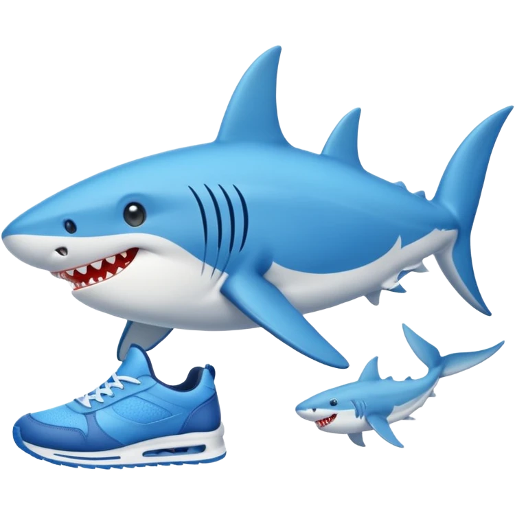 un tiburón con zapatillas azules  emoji
