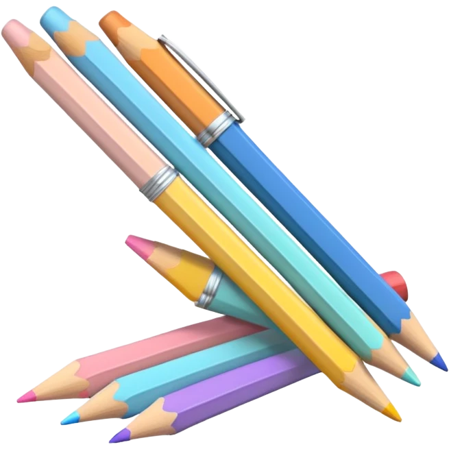 LAPIS , CANETA E REGUA EM TONS PASTEL ESCOLA emoji