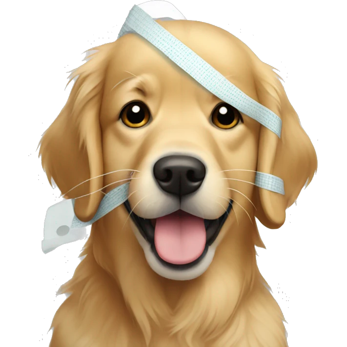 Golden retriever bandaged emoji