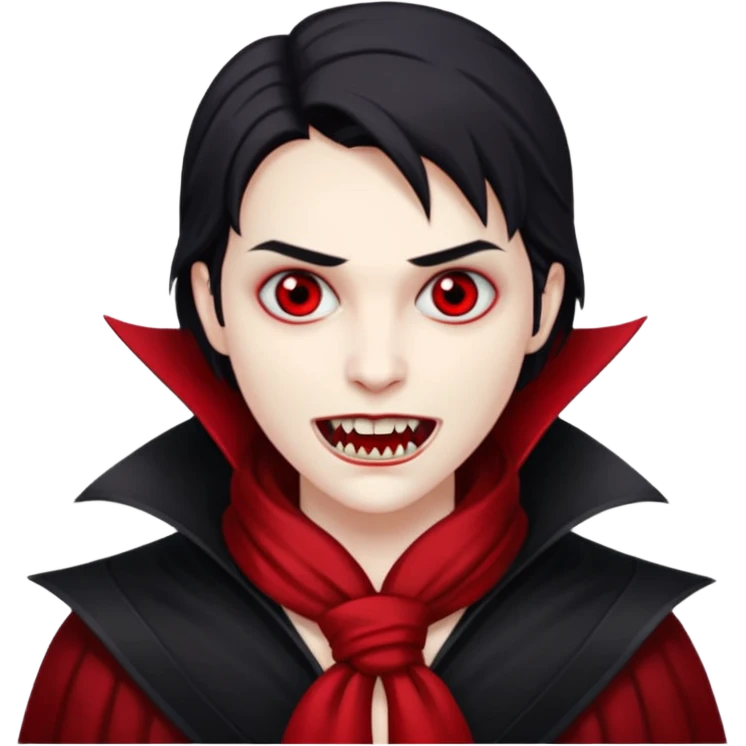 Vampire with red scarf and fangs  emoji