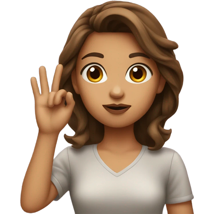 Brown haired girl blowing a kiss emoji