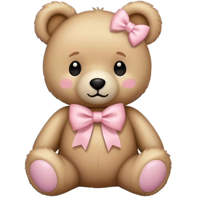 teddy bear with pastel pink bow emoji