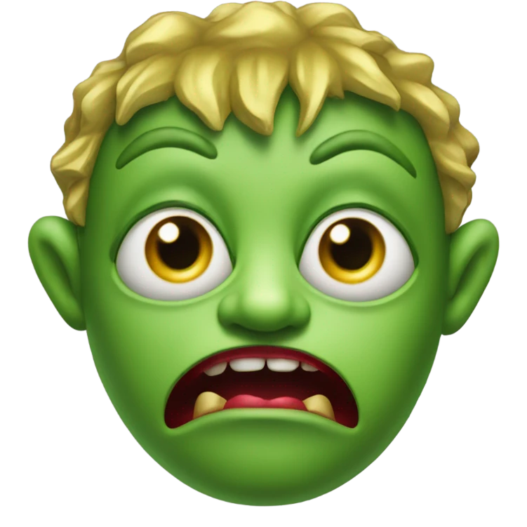 Ugly green monster with red lips and gold earrings emoji
