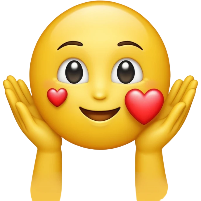 beaming emoji with sparkling eyes, holding a small heart, symbolizing helpfulness and kindness emoji