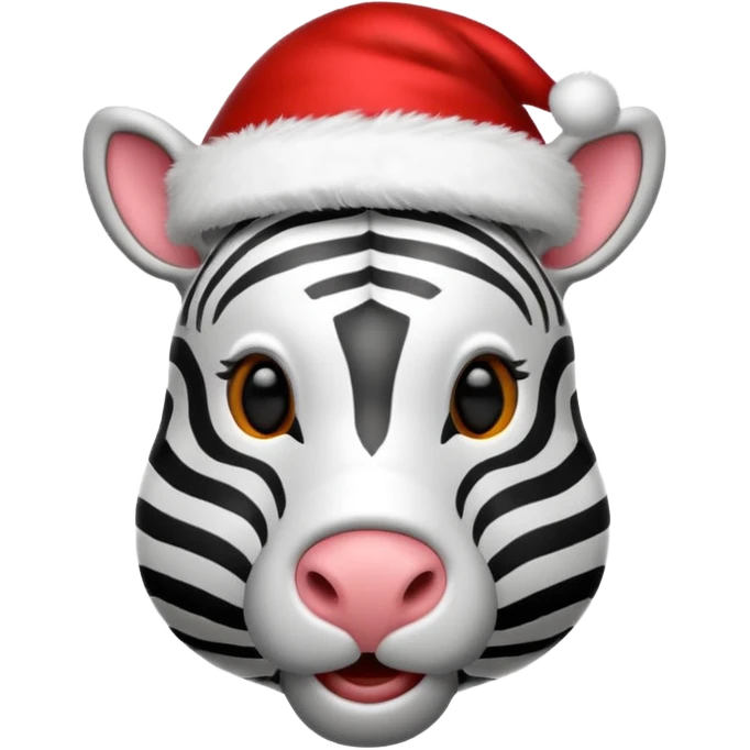 zebra wearing red hat of santa claus emoji
