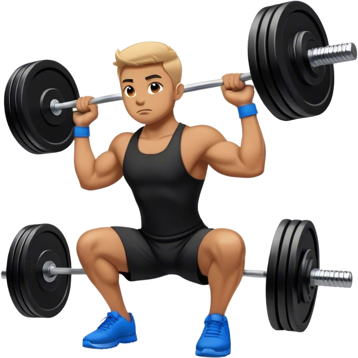 black clothes blue shoes barbell squats emoji