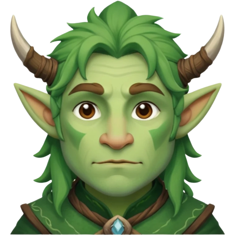 green firbolg with gentle expression emoji