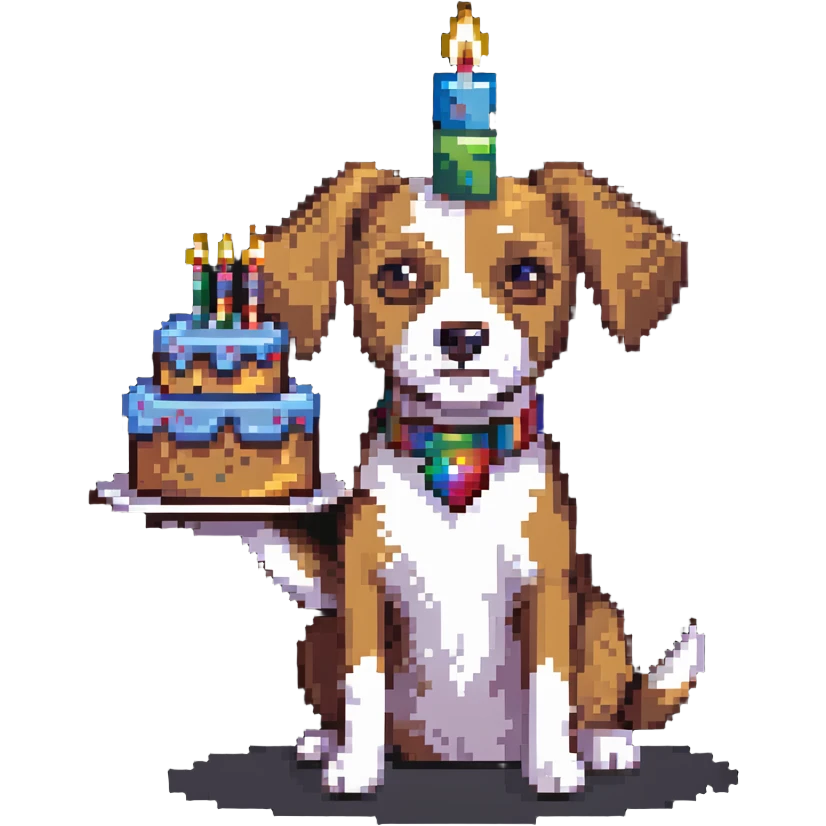 dog with birthday cake emoji