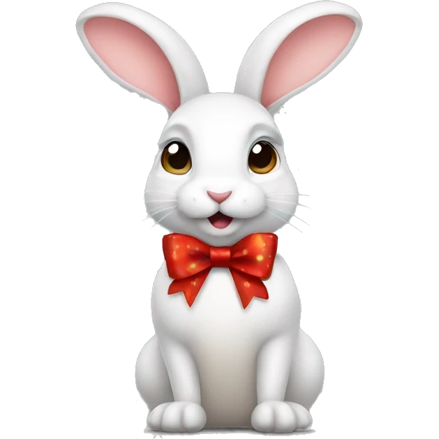 Little rabbit with christmas bow  emoji