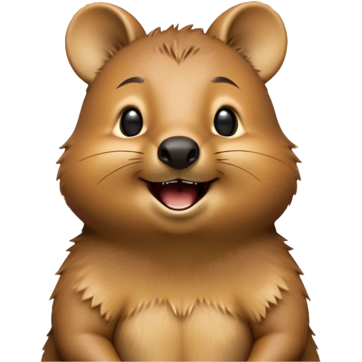 Cinematic Comical Quokka Portrait Emoji, Head tilted dramatically with an exaggeratedly amused expression, featuring a quirky, fluffy brown fur with a wide, playful grin and expressive eyes filled with humorous disbelief, Simplified yet hilariously expressive features, highly detailed, glowing with a slightly sassy glow, high shine, dramatic yet playful, stylized with an air of cheeky marsupial mischief, bright and endearing, soft glowing outline, capturing the essence of a spirited and over‐the‐top quokka, so meme‐worthy it feels like it could beam its way into internet fame instantly! emoji