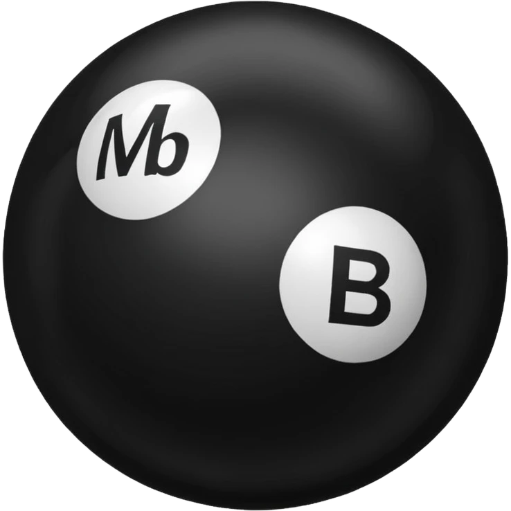 Black pull Ball with MB written on it emoji