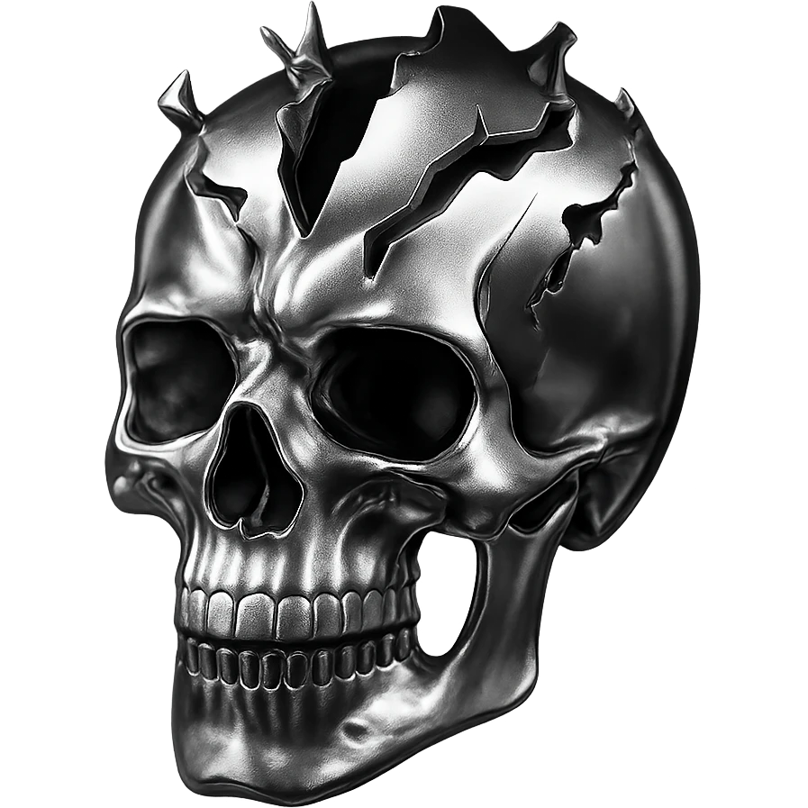 chrome style mindblown skull emoji
