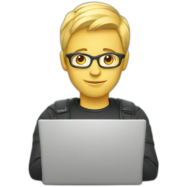  Blond cool developer with an laptop emoji