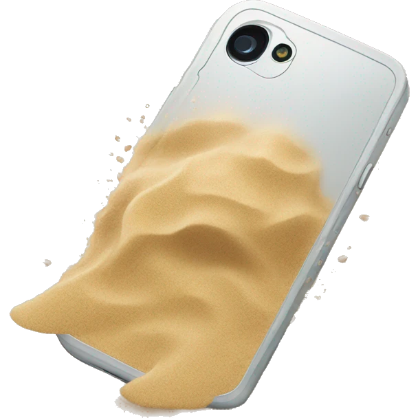 A phone with sand falling out of it emoji