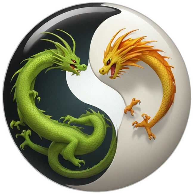 Dragon femelle et mâle ying yang emoji