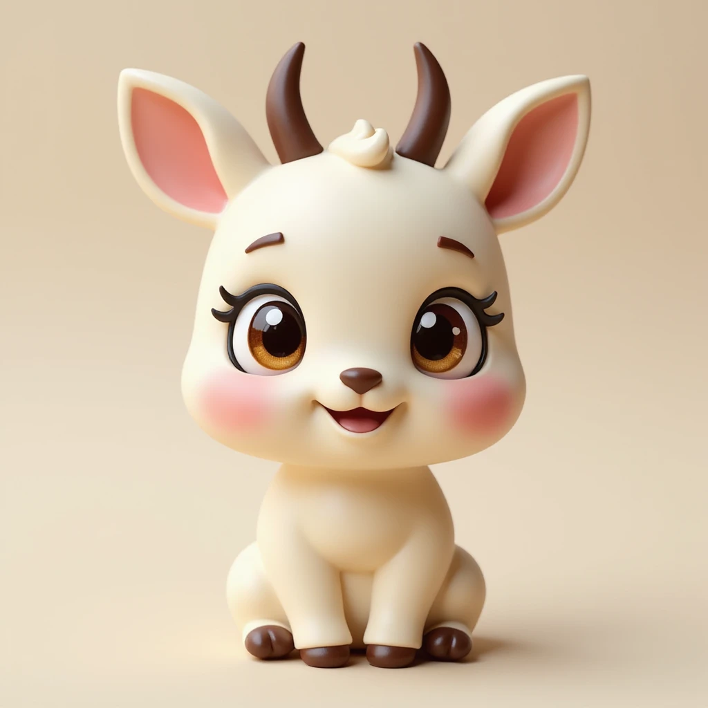 realistic vanilla emoji with expressive doe eyes, pink cheeks, transparent background emoji
