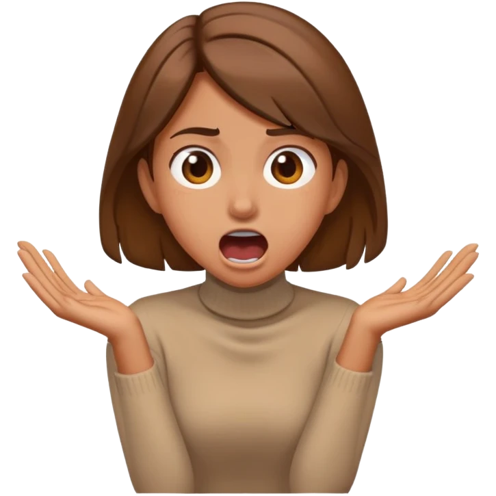 Girl crossing arms on neck screaming face  emoji