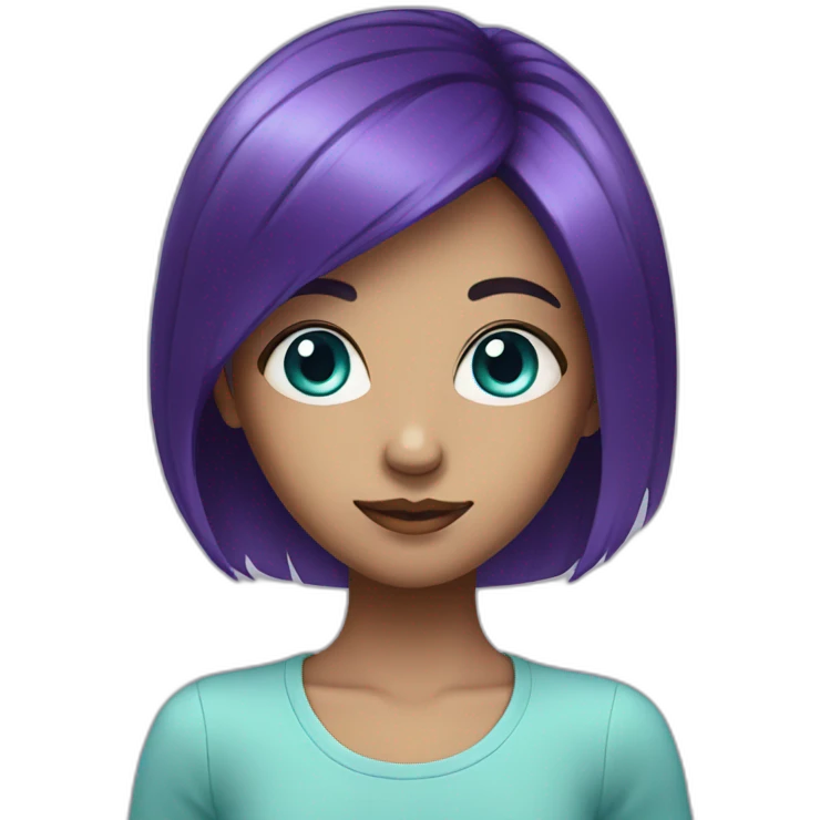 Young Girl with Cyan eye and dark  purple hair emoji
