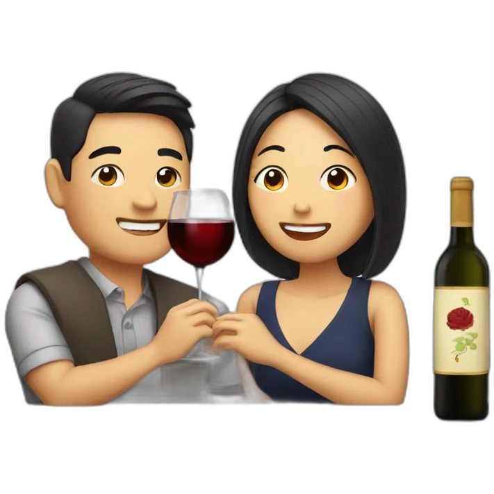 asian couple drinking wine emoji