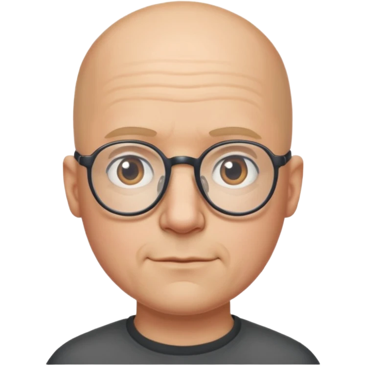 Bald man glasses chin puff emoji