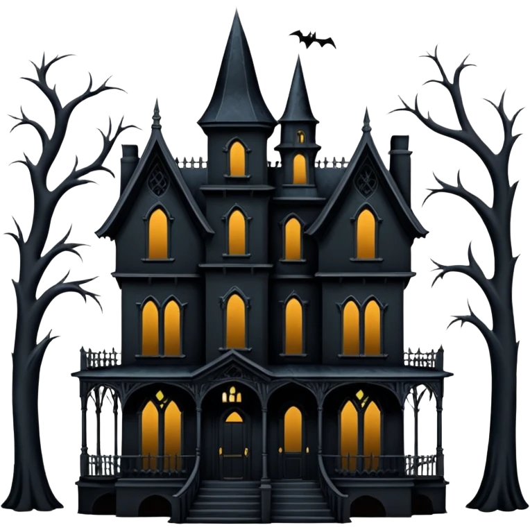 Adams family morbid 6 story tall haunted dream house with complete wrap-around porch  emoji